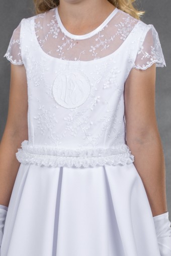 Biała sukienka komunijna z koronką