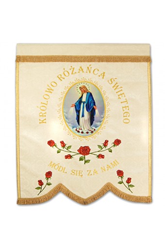 Bannière de l'Église (Ch-3) -LE DEVANT- Reine du Saint Rosaire