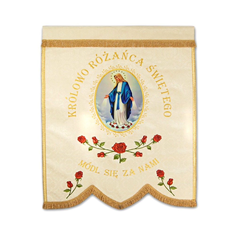 Church Banner  (Ch-3) -THE FRONT-  Queen of the Holy Rosary