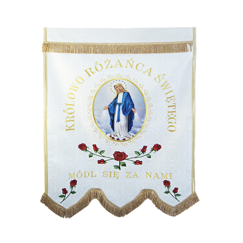 Bannière de l'église CH-12 - LE DEVANT - « Reine du Saint Rosaire »